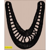 Collar Embroidered Applique "U" Shape 12 1/4"x9" Black