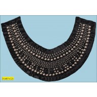 Collar Beaded U-shape Applique with Silver Studs Black and Silver