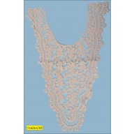 Collar Applique floral guipure with scallopped edges 6 1/2x16" Natural