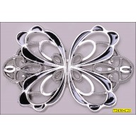 Buckle Plastic Butterfly 4 3/4"x3" Black and Silver