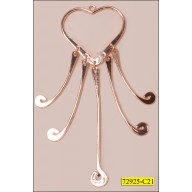 Heart Metal Ornament with 5 Fringes 1 1/2" Gold