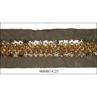 Beads and floral sequins on mesh 2 1/2"