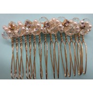 Hair Clip w/Rstones/beads/pearlsClr/Ivory/Gold