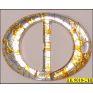 Buckle Plastic Oval 2 Tone 1 1/4" Clear and Gold