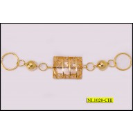 Attachment with Ring 2 End and Square Shape Stone 5 3/4" Gold