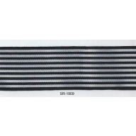 Ribbon w/B&W Stripes 1 1/2" Polyester Black/White