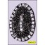 Rhinestone Oval Applique with Beads on Felt 2"x2 3/4" Clear and Black
