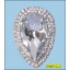 Rhinestone Brooch petal shape with one bead  Silver and Clear