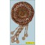 Applique Bead with Disk Round Patch with 7 Beads String 2 3/4" Brown