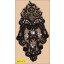 Applique Guipure Flower with Acrylic Stone 6 1/2" Black and Clear