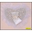 Applique Chiffon heart with Pearls and Bow 6" White