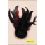 Applique with Brooch flower Fur 5 1/2'' Black and Red Feather