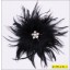 Brooch flower with feathers and stone 8'' Black