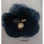 Flower Brooch w/Beads& Rstones 3" Navy