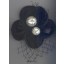 Flower Brooch w/2 pearls& bow3" Ivory/Black