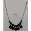 Necklace w/Tear drop beads&Rstone Clr/Blk/Gold