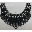 Collar Guipure w/9 leather flowers8 1/2x10Black