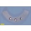 Collar Bugle Applique 1/2 Moon Shape with 3 Oval Stone White