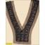 Collar Applique with rubber and small beads on mesh 13 1/4" Black