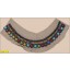 Collar Applique multisize beads on Black mesh 1 1/2x12" Multicolor