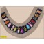 Collar Applique round beaded on Black mesh 10 1/2x1 3/4" Multicolor