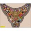 Collar Applique beaded on Black mesh 9 3/4x10 1/4" Multicolor and Gold