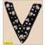Collar Applique V-shape Multisize Rhinestones on 6 3/8x8" Black