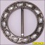 Buckle round with rectangle stones Inner Diameter 17/8 Outer Diameter 23/4 Gunmetal and Clear