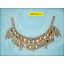 Collar Applique "U" shape multisize metal beads on White mesh 11x4" Nickel