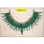 Collar Applique "U" shape beaded on White mesh 11 3/4x4 5/8" Green and Nickel