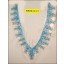 Collar Applique "V" Shape beaded on White mesh 10x8 1/2" Blue and Silver