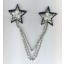 Necklace Chain w/Rstone+2Star onEnd 5 1/2"Blk/Silv