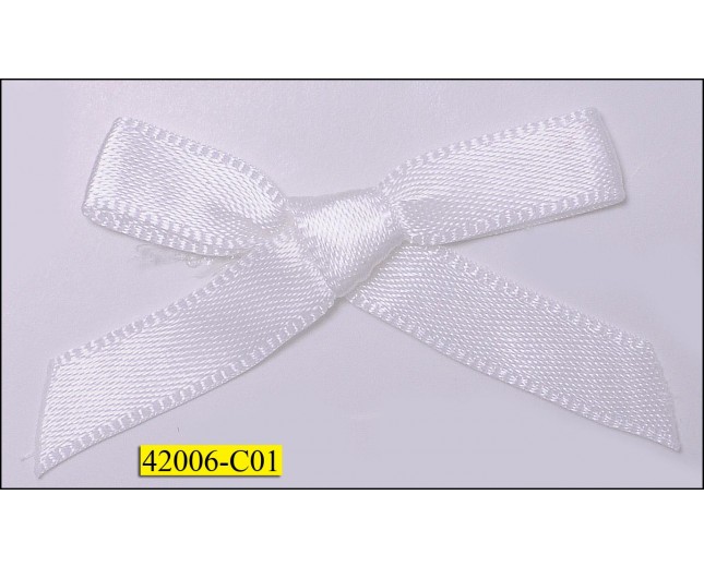 1/4" White ribbon Bow  with 1 1/2" span