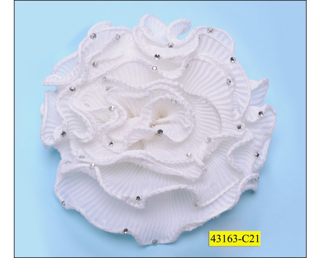 Ruffled flower with stones 12cm White