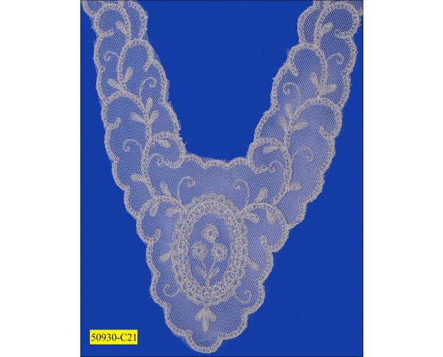 11 1/4" embroidered Tulle Bib Lace Applique 