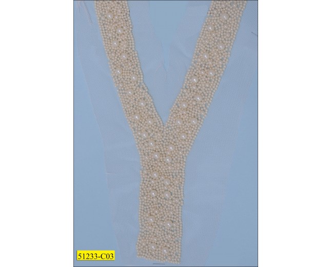 Collar Beaded Applique on Mesh Y-Shape 13.5x8.75" 