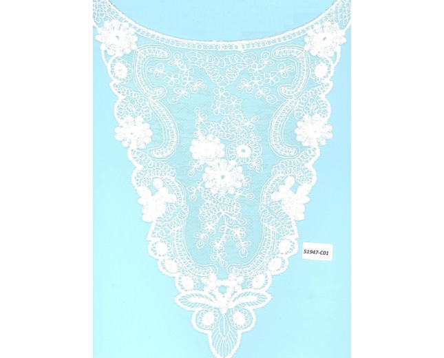 Collar Embroidered w/floral design on mesh7x11White