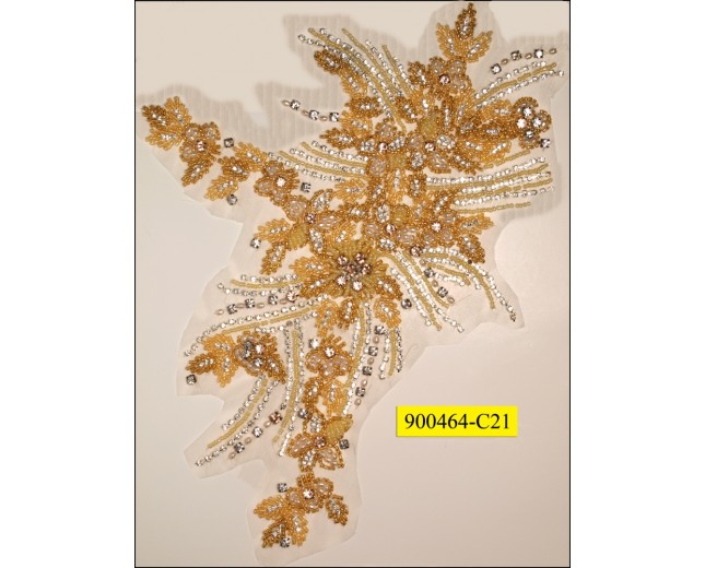 Rhinestone Applique Hot Fix Gold and Clear