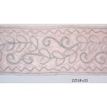 2"'silver metallic embroidry on  pink satin