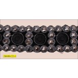 Beads with Lurex Embroidered Hot Fix 2 1/4" Black and Gunmetal