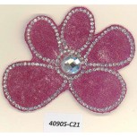 App. HF Flower w/R.stones&beads3x2 Clear/Fushia