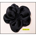 Flower satin with center beads 4 3/4" Black