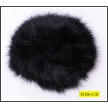 Fur pom pom with pin 2 3/8" Black