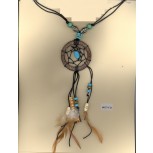 Necklace Coco Ring Corded Stone Pendant W/Beaded C
