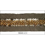 Beads and floral sequins on mesh 2 1/2"