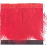 Fringe feather with red satin tape 6" Red