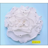 Ruffled flower with stones 12cm White