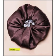 Flower satin with rhinestones in center and pin 3 1/4"