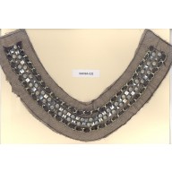 Collar w/2chains& Rstones9x6 Gold/Clear/Sil/BLK