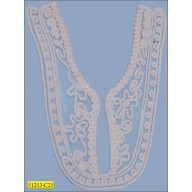 Collar Corded Applique "Y" Shape on Mesh  10 1/2"x11" White